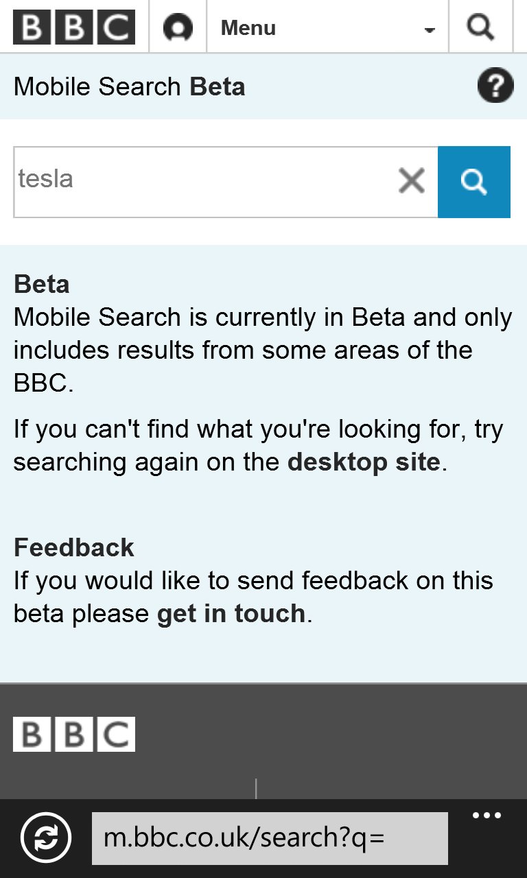 Mobile search on the BBC