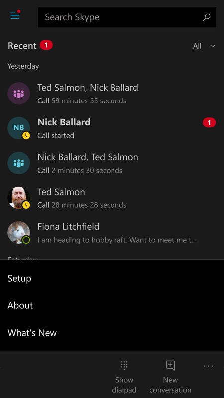 Skype UWP screenshot