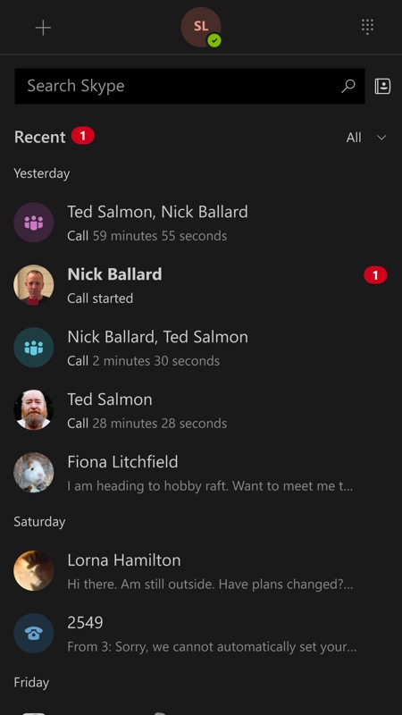 Skype UWP screenshot