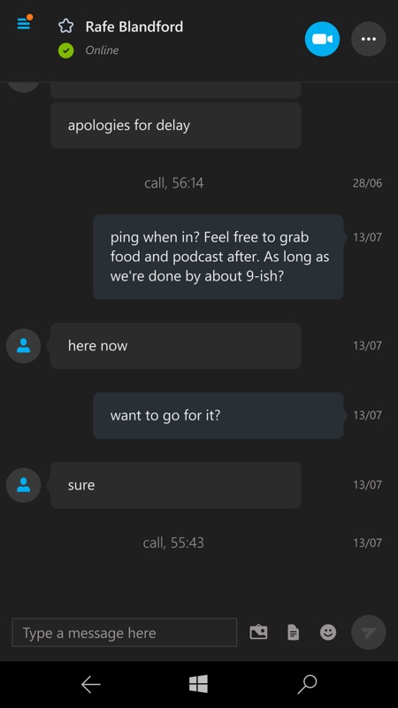 Screenshot, Skype UWP