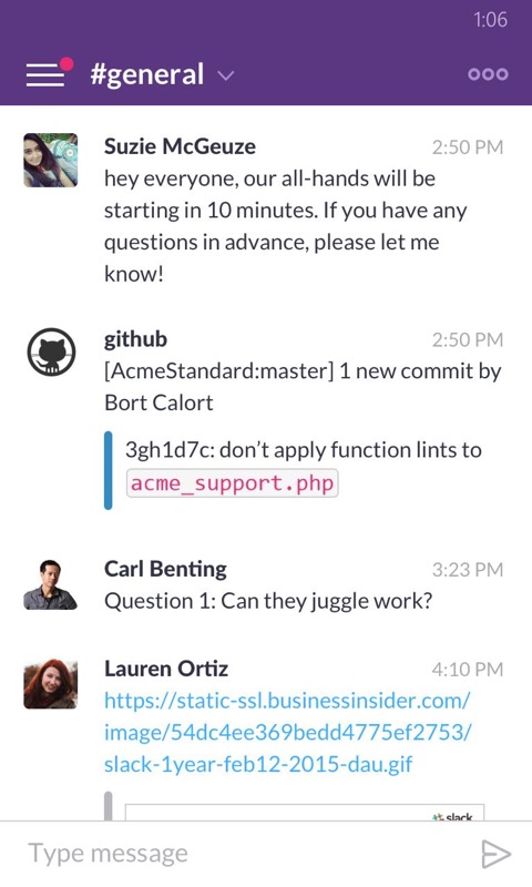 Slack screenshot