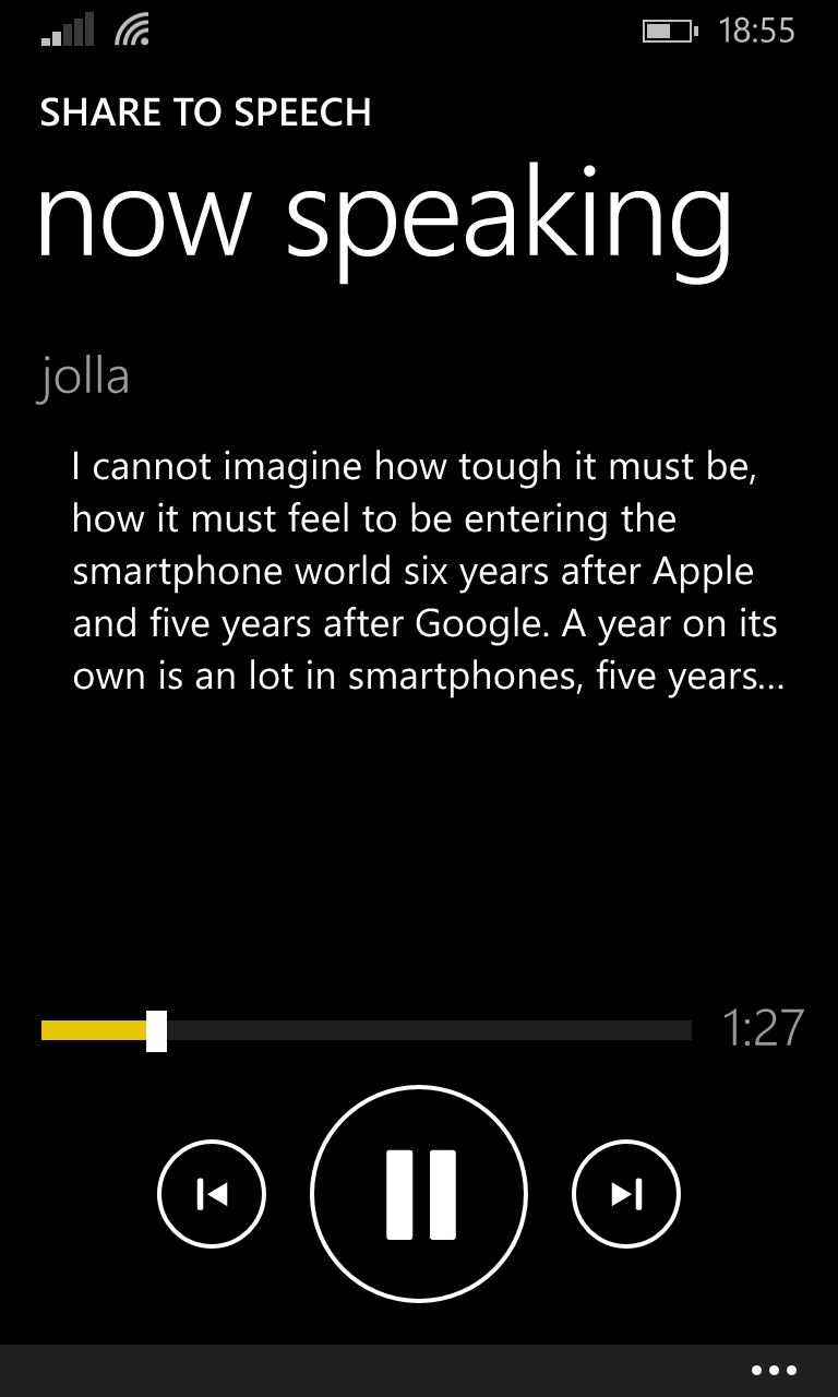 Screenshot, Share to Speech on Windows Phone