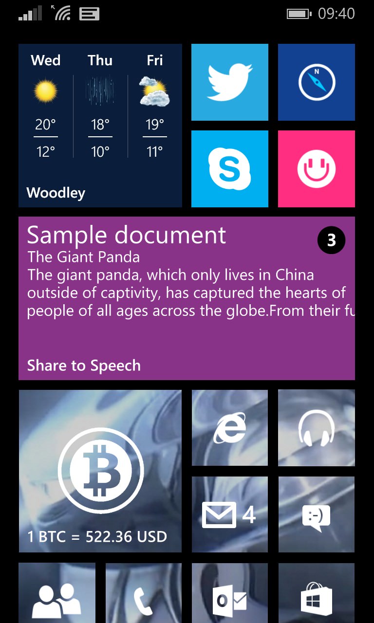 Screenshot, Share to Speech on Windows Phone