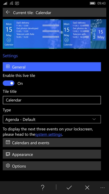 Screenshot, Tiles for Outlook