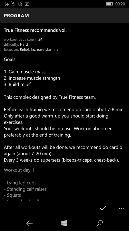 Screenshot, True Fitness