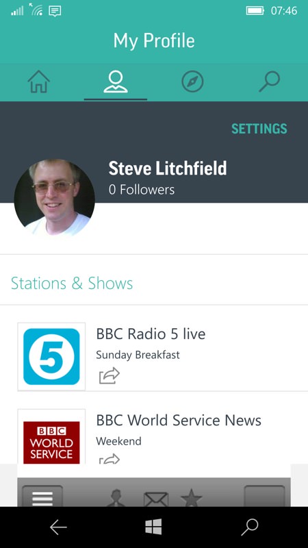 Screenshot, TuneIn Radio