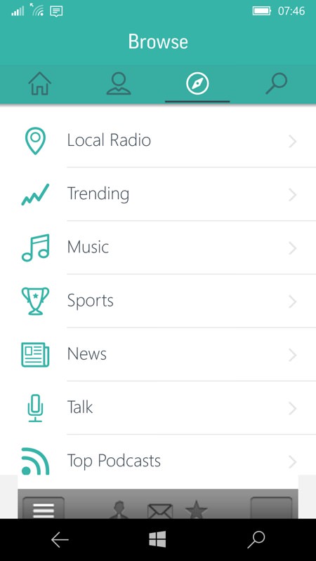 Screenshot, TuneIn Radio