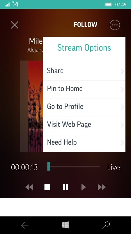 Screenshot, TuneIn Radio