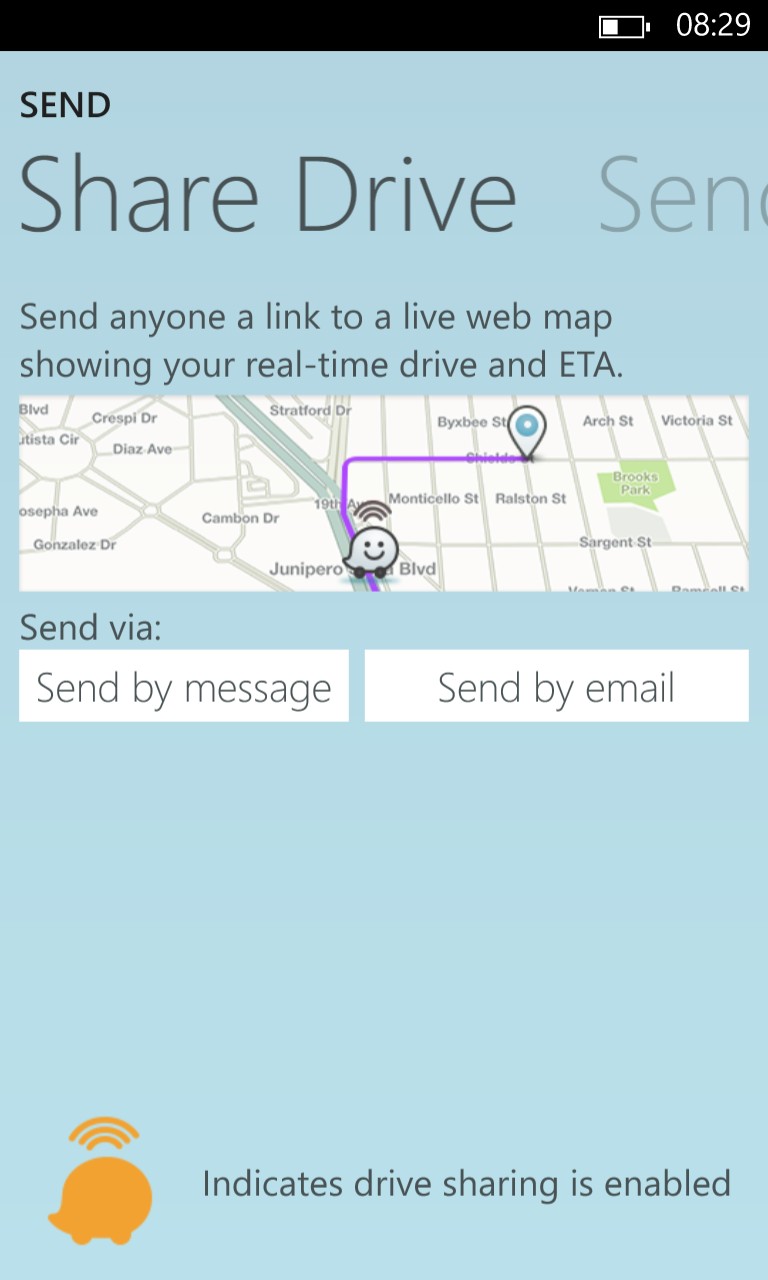 Screenshot, Waze on Windows Phone