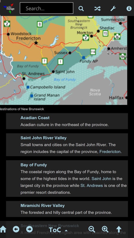 Screenshot, Wikivoyage by Kiwix UWP