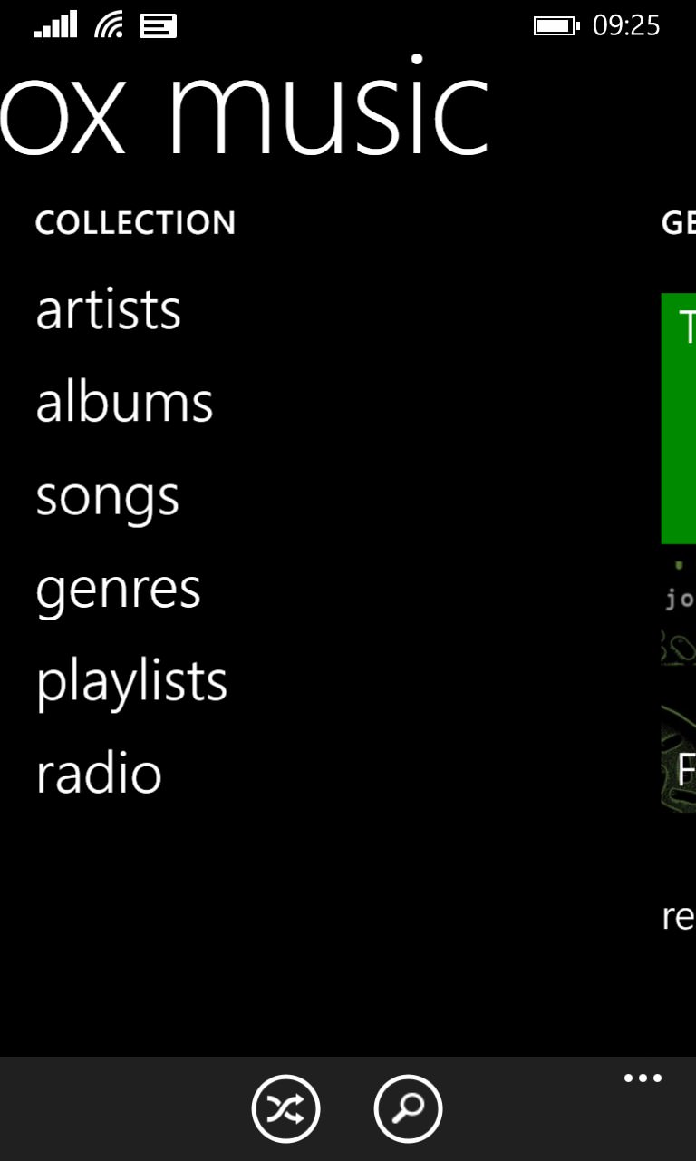Screenshot, Xbox Music