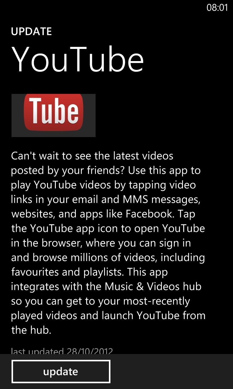 Screenshot, YouTube client