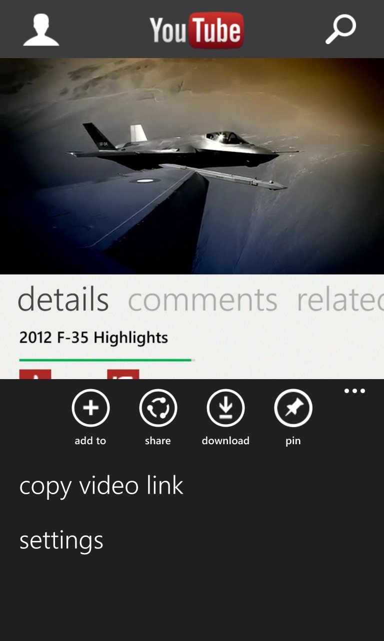 Screenshot, YouTube client
