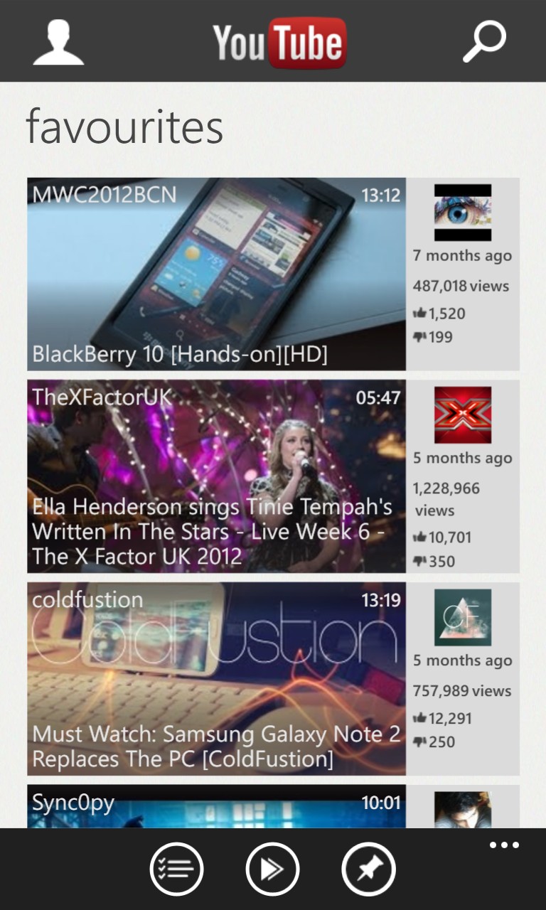 Screenshot, YouTube client