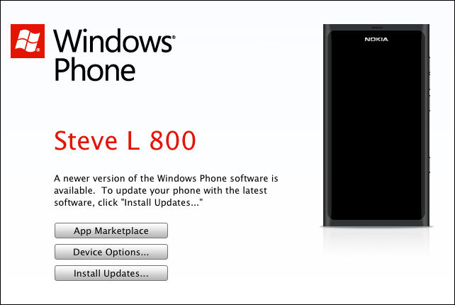 Nokia Lumia 800 Update notification