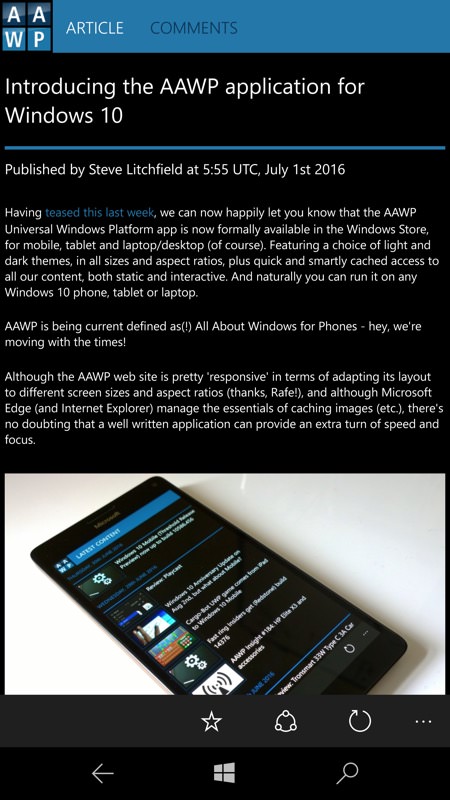 Screenshot, AAWP Universal app