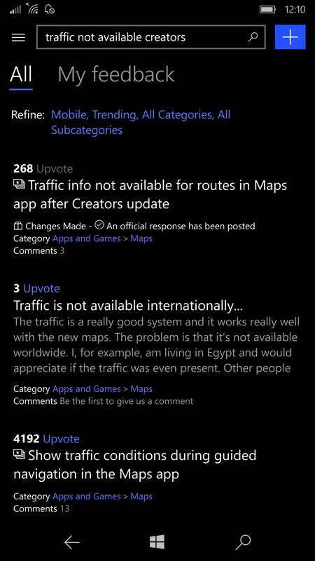 Screenshot, W10 Maps issue