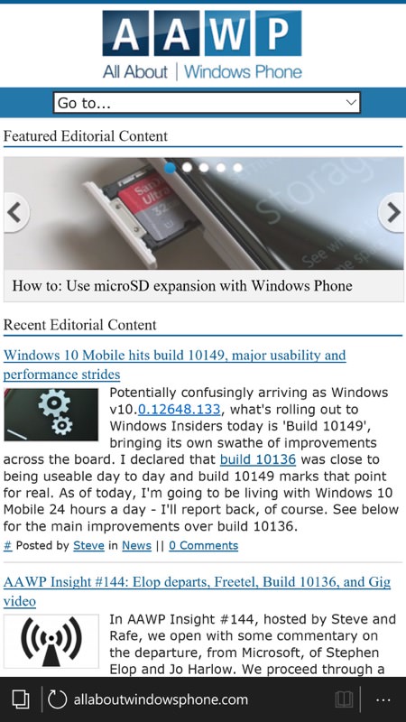 Screenshot, Windows 10 Mobile Build 10149