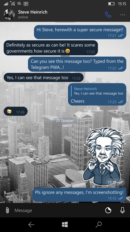 Screenshot, Unigram for Telegram