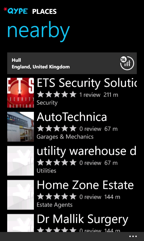 Qype for Windows Phone 7