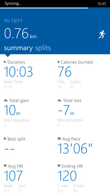 Microsoft Band screenshot