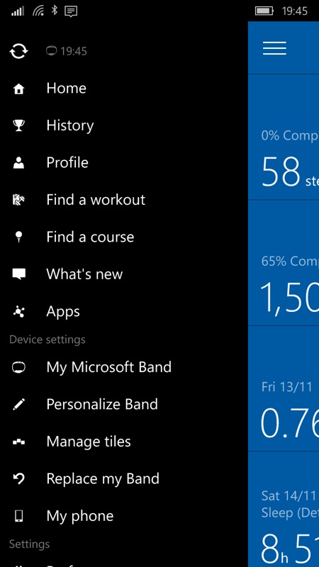 Microsoft Band screenshot