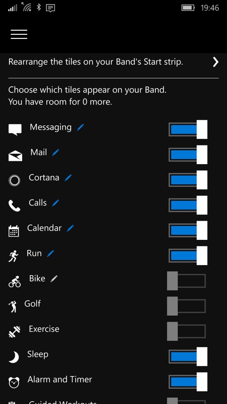 Microsoft Band screenshot