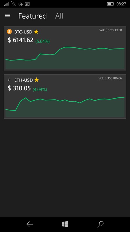 Screenshot, Crypto Chart UWP