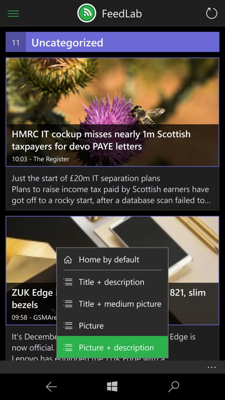 Screenshot, FeedLab UWP