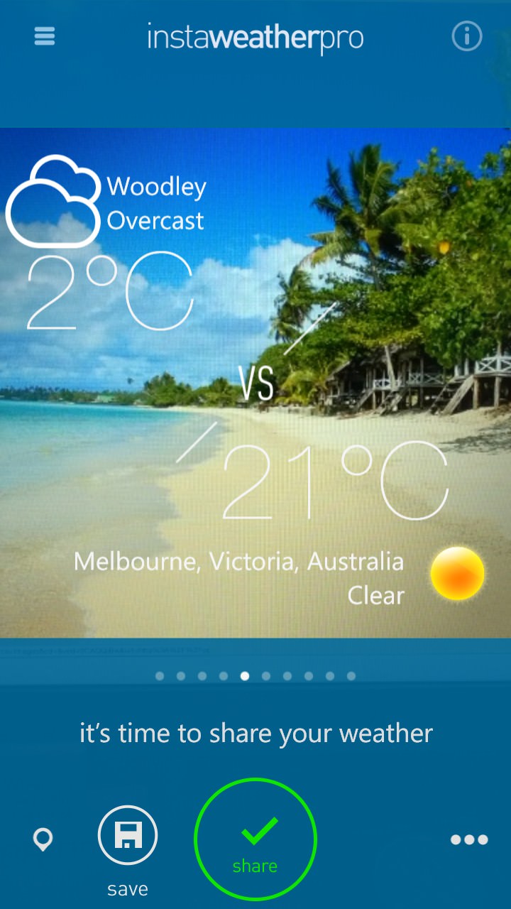 Screenshot, InstaWeather Pro on Windows Phone