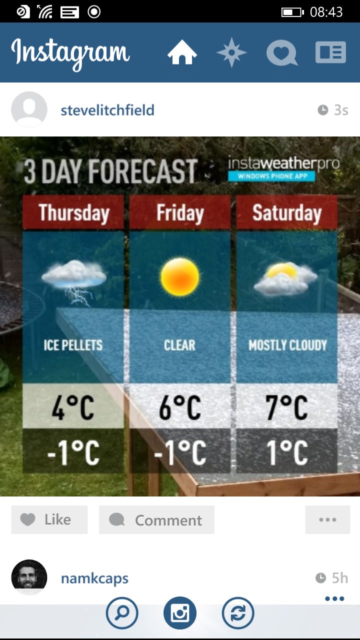 Screenshot, InstaWeather Pro on Windows Phone