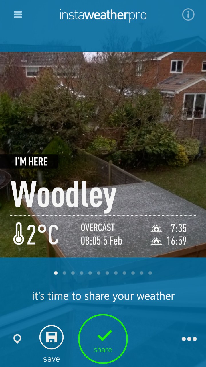 Screenshot, InstaWeather Pro on Windows Phone