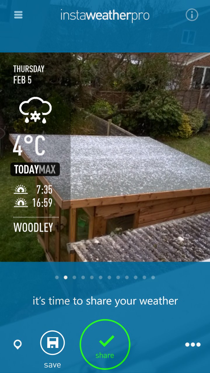 Screenshot, InstaWeather Pro on Windows Phone