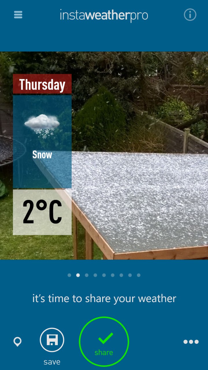 Screenshot, InstaWeather Pro on Windows Phone