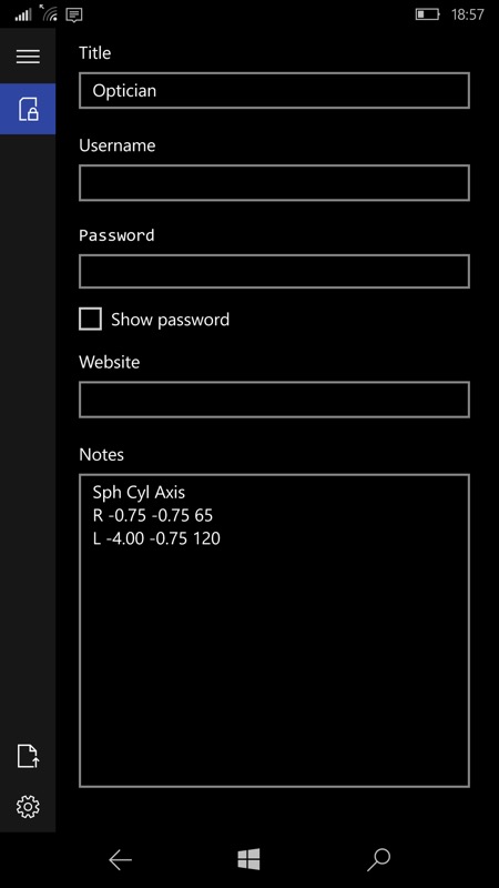 KeePassWin UWP screenshot