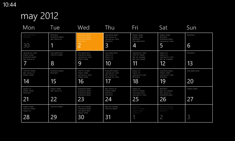 Windows Phone 7 Calendar
