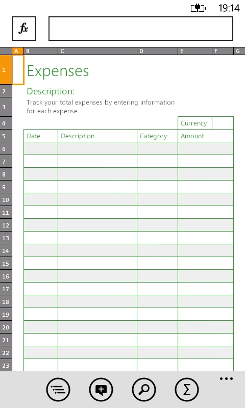 Examples of the supplied Excel templates