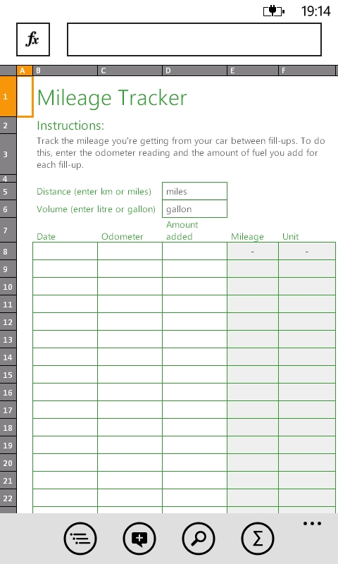 Examples of the supplied Excel templates