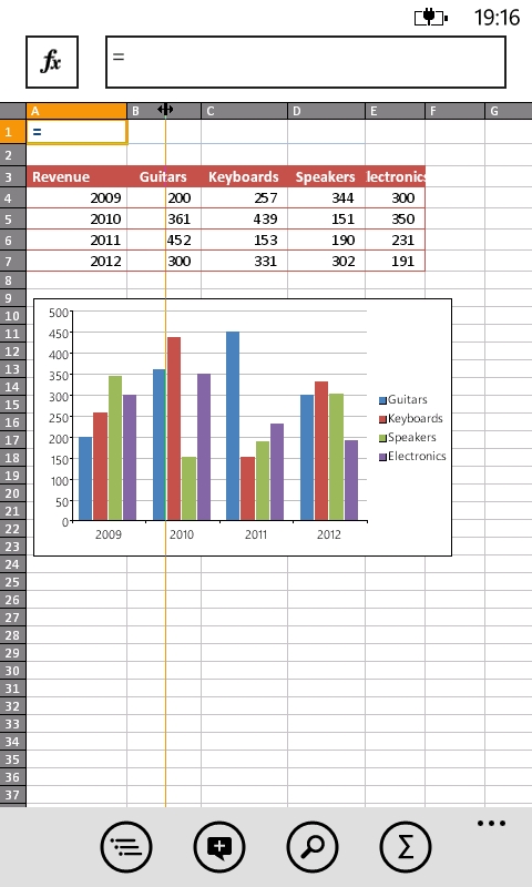 Browsing formulae and resizing columns