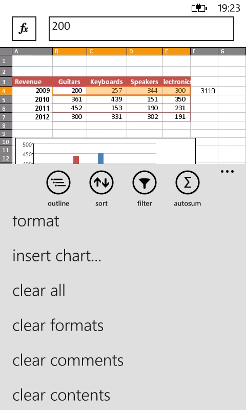 Formatting options