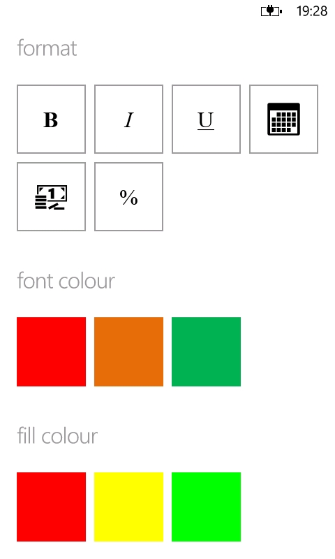 Formatting options