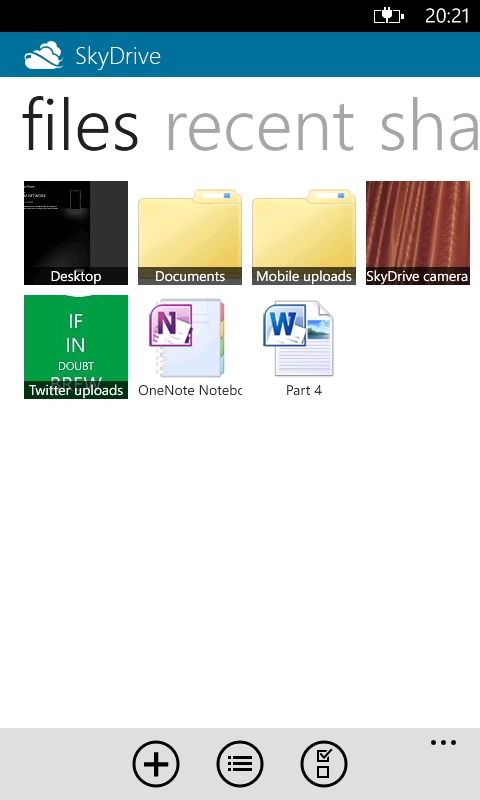 The official SkyDrive application and its panorama