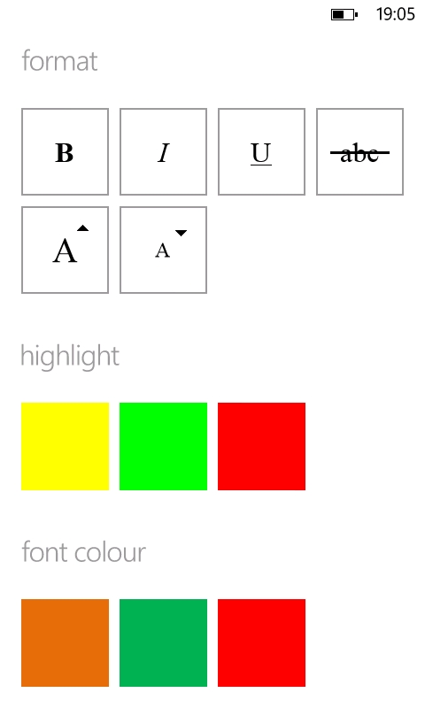 Text correction and formatting options