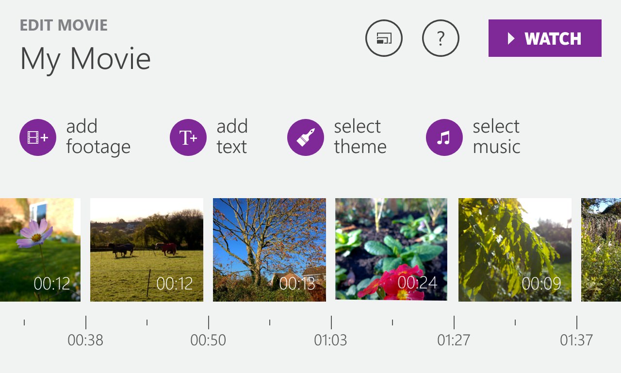 Screenshot, Movie Creator on Windows Phone