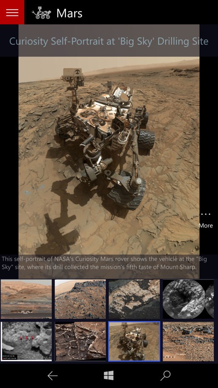Screenshot, NASA Picture Galleries UWP