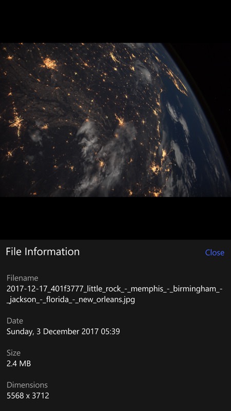 Screenshot, NASA Picture Galleries UWP