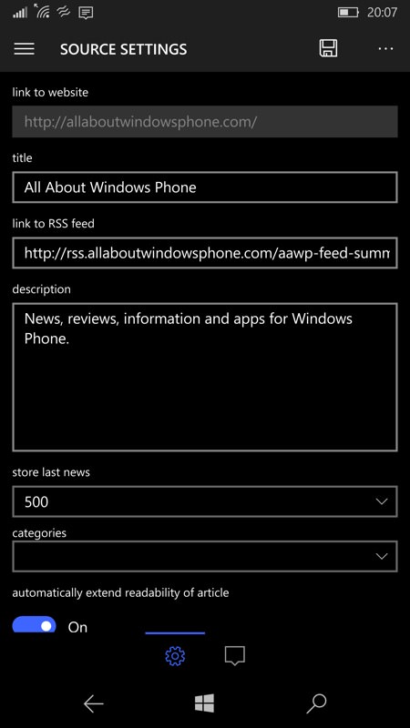 Screenshot, Newsflow UWP