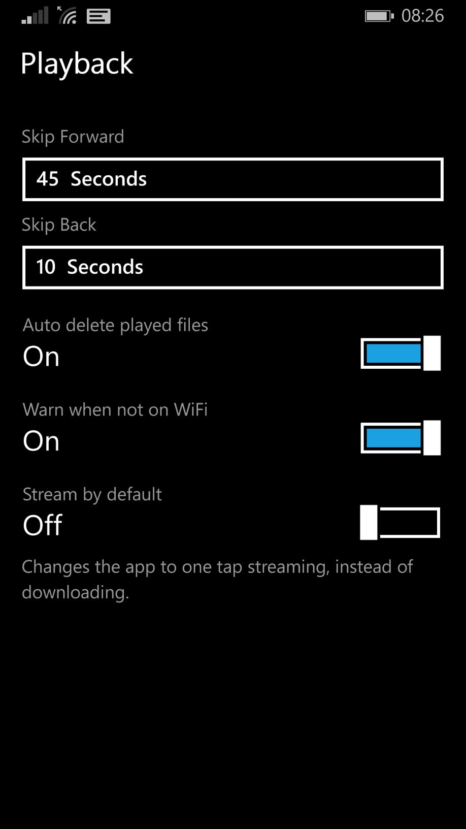 pocket casts playback speed