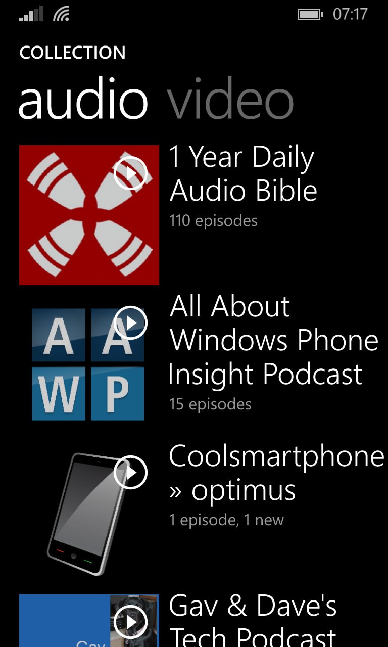 Screenshot, Podcasts from Windows Phone 8.1