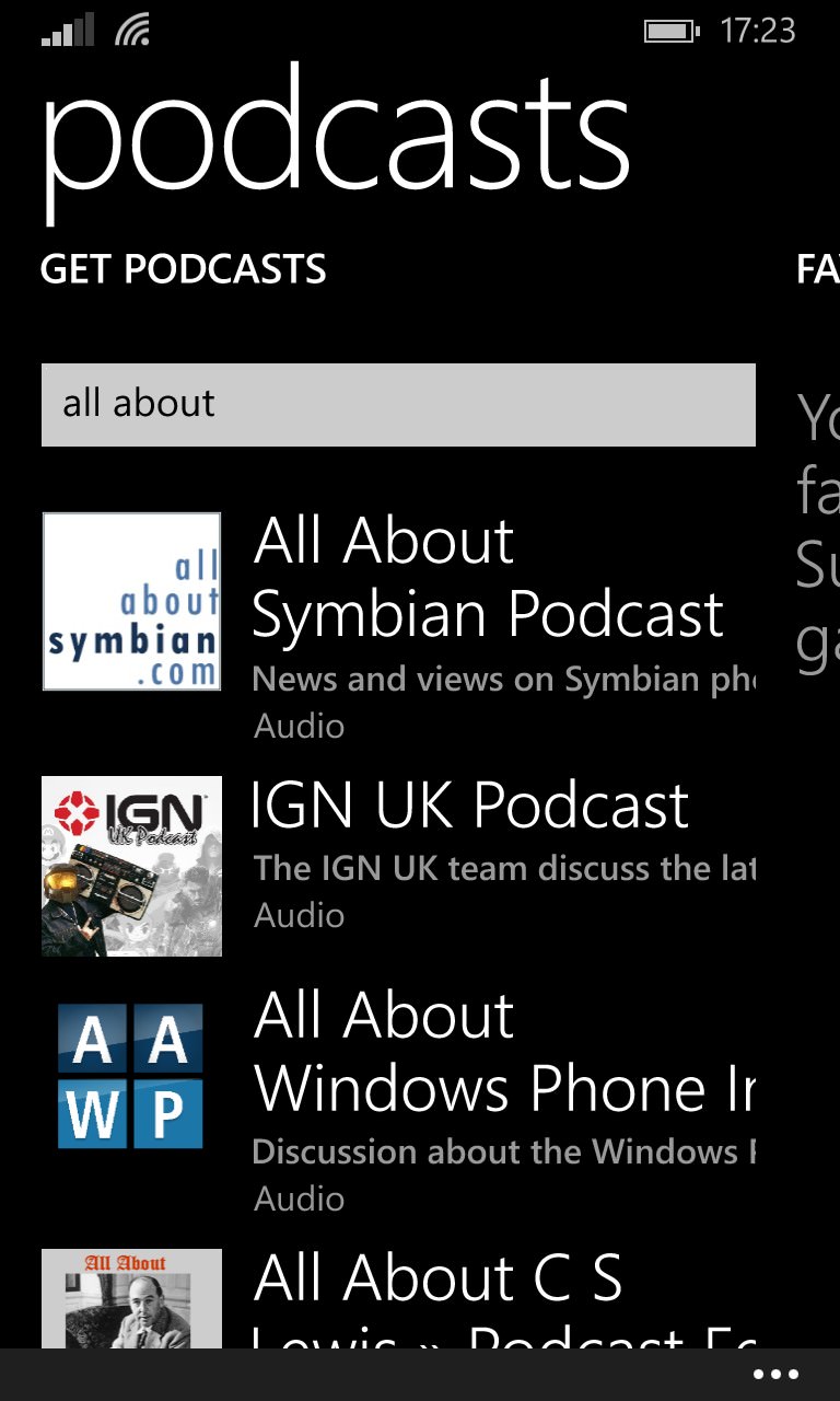 Screenshot, Podcasts from Windows Phone 8.1